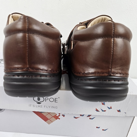 HOOPOE Authentic Leather Brown Men's Shoes Size 11.5 Adjustable Slip On - Picture 2 of 10